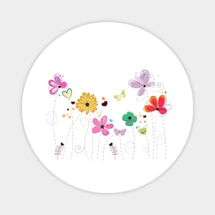 Spring time colorful flowers Magnet